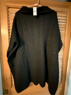 Lane Bryant Black Cable Knit Poncho Sweater